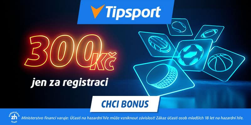 Tipsport bonus 300 Kč na sportovní sázení