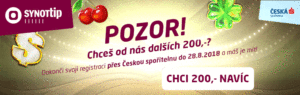 Další bonus v SYNOTu – za registraci ve Spořitělně dostanete 200,-